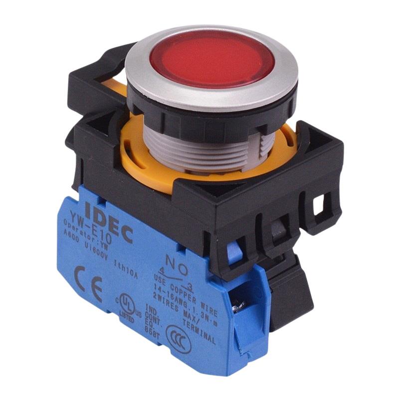 CW4L-A1E10Q3R Red 12V illuminated Maintained Push Button Switch 1NO IP65 IDEC