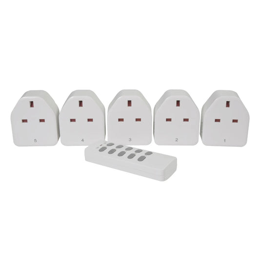 Mercury 5 Pack Programmable/Self-learning Wireless Remote Control Sockets