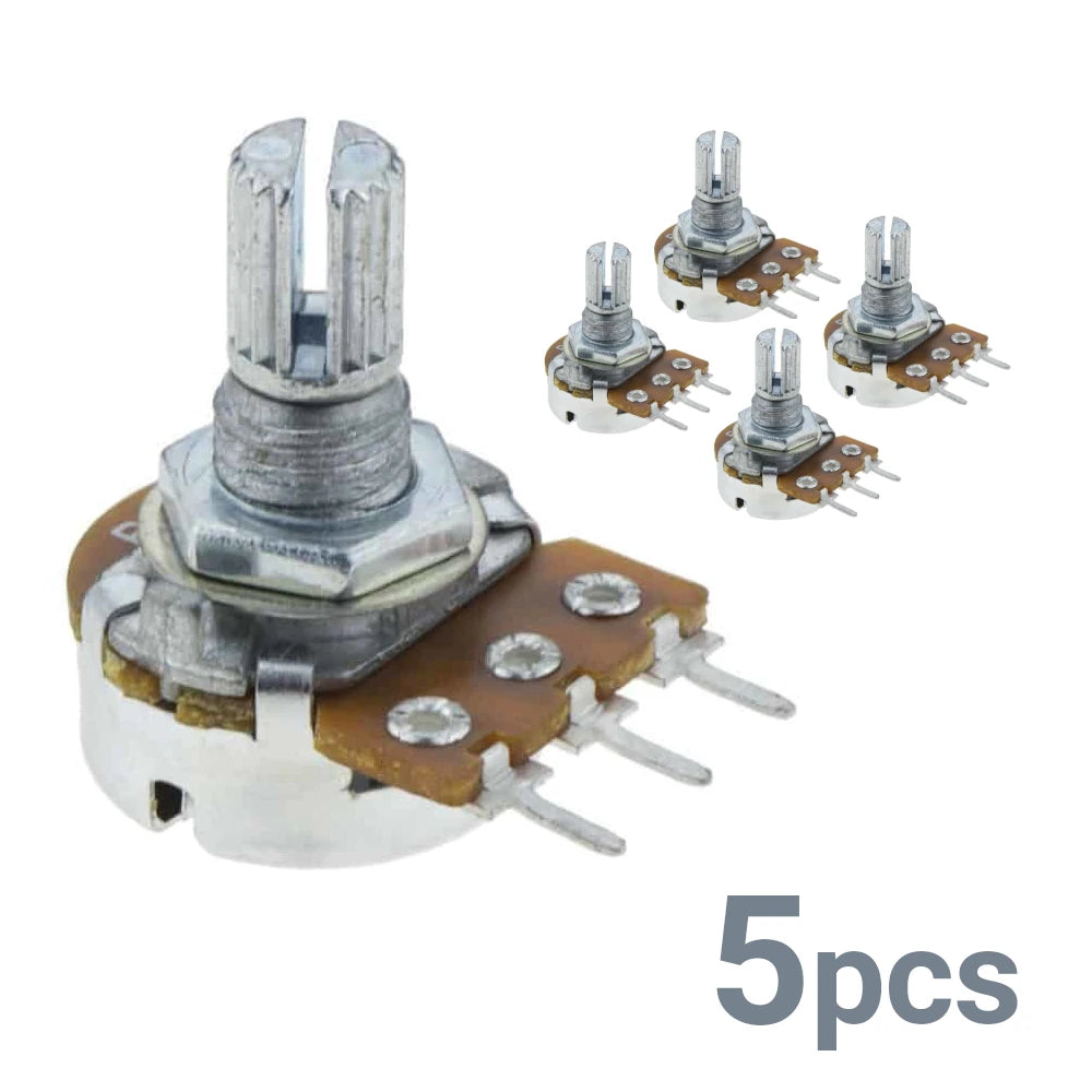 2K 16mm Linear Splined Potentiometer, D Shaft Pot, 5 Pack