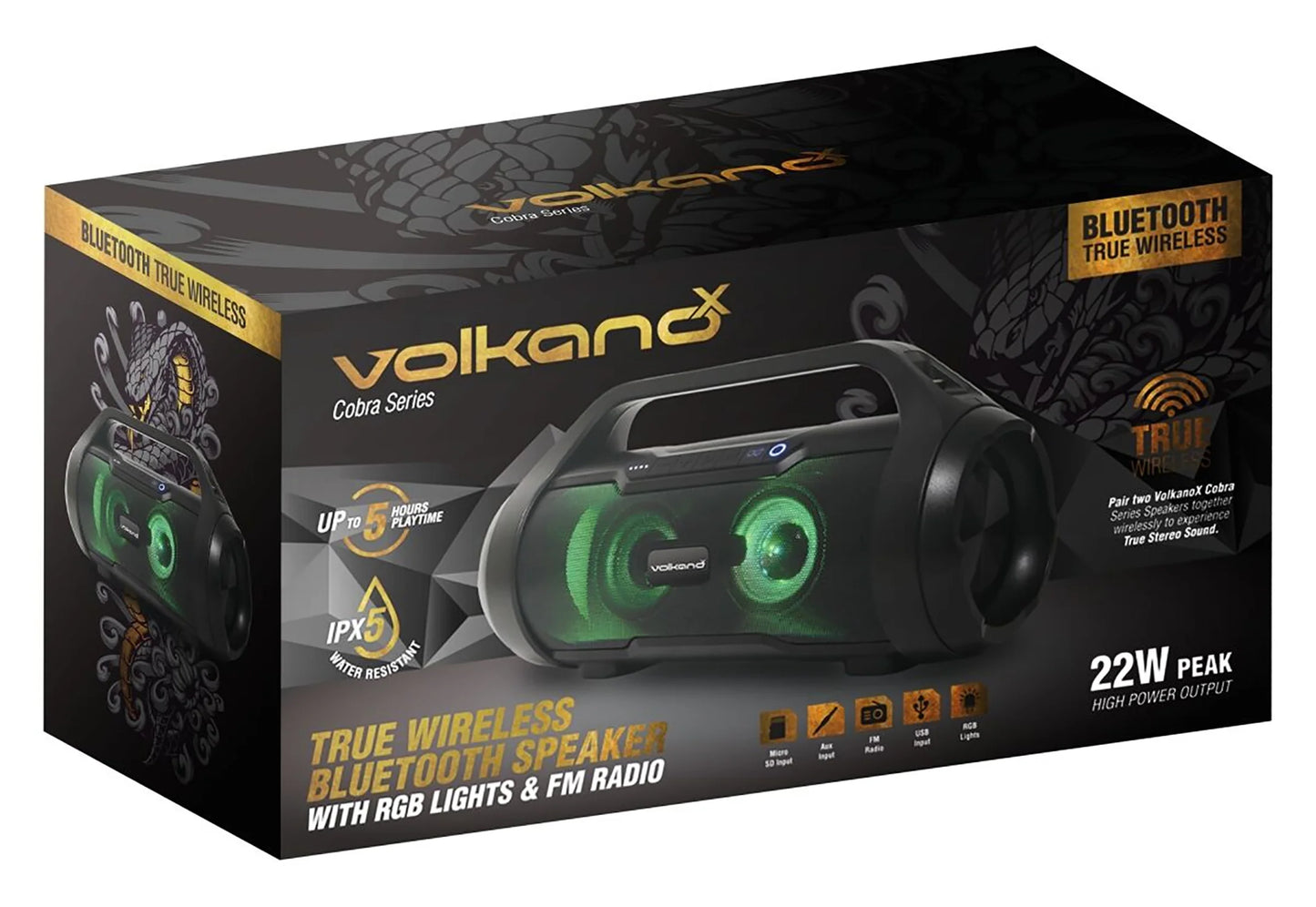 VolkanoX Cobra Series Bluetooth Speaker With FM Radio