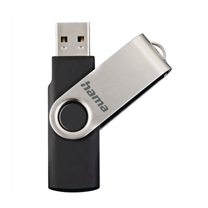 Hama Rotate 64GB USB Flash Drive, Rotating Cap, Black Silver