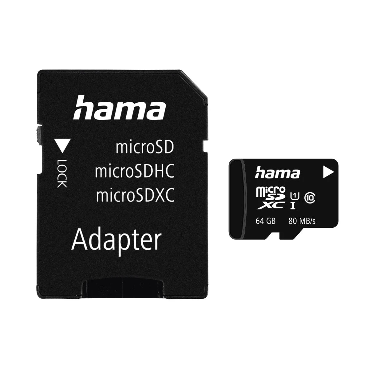 Hama 64GB microSDXC Memory Card Class 10 UHS-I 80MB/s + Adapter