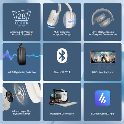 Edifier W800BT Pro Wireless Headphones with Active Noise Cancellation, Black