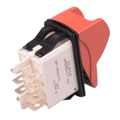 KL46CAKJG265N01AG On-On Red 24V illuminated Locking Rocker Switch Yellow Actuator DPDT IP68