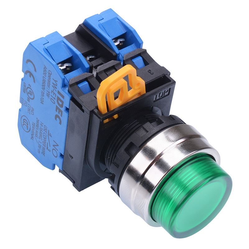 YW4L-A2E20Q3G Green 12V illuminated 22mm Metal Bezel Maintained Push Button Switch 2NO IP65 IDEC
