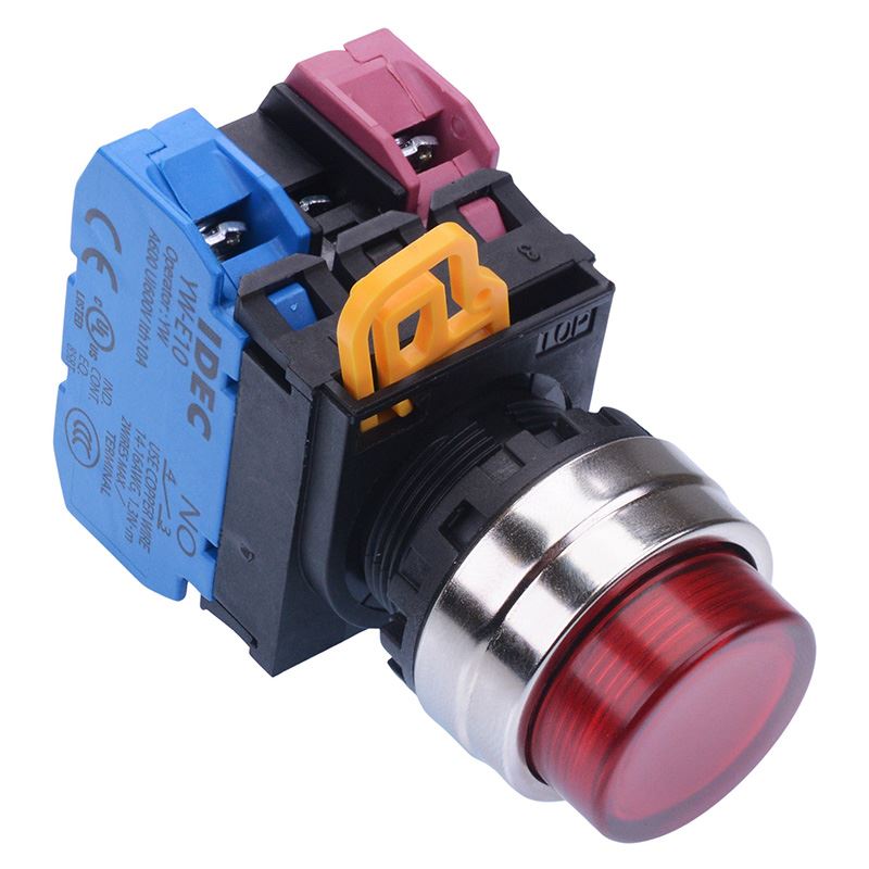 YW4L-A2E11Q3R Red 12V illuminated 22mm Metal Bezel Maintained Push Button Switch 1NO-1NC IP65 IDEC