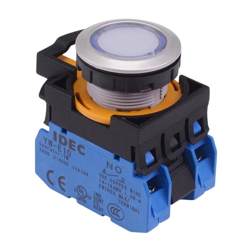CW4L-M1E20Q4PW White 24V illuminated Metallic Momentary Push Button Switch 2NO IP65 IDEC