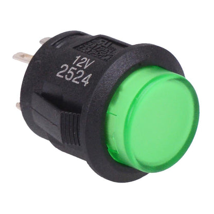 Off-(On) Momentary Green 12V LED 16mm Push Button Switch SPST R13-523AL-05