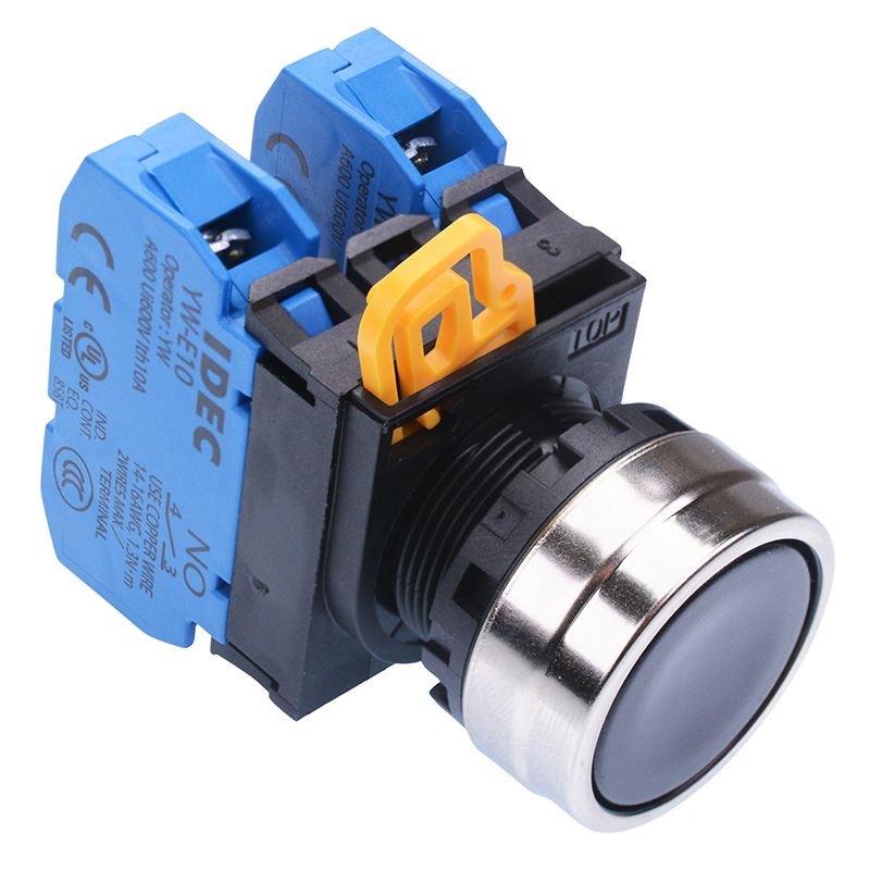 YW4B-A1E20B Black 22mm Metal Bezel Maintained Push Button Switch 2NO IP65 IDEC