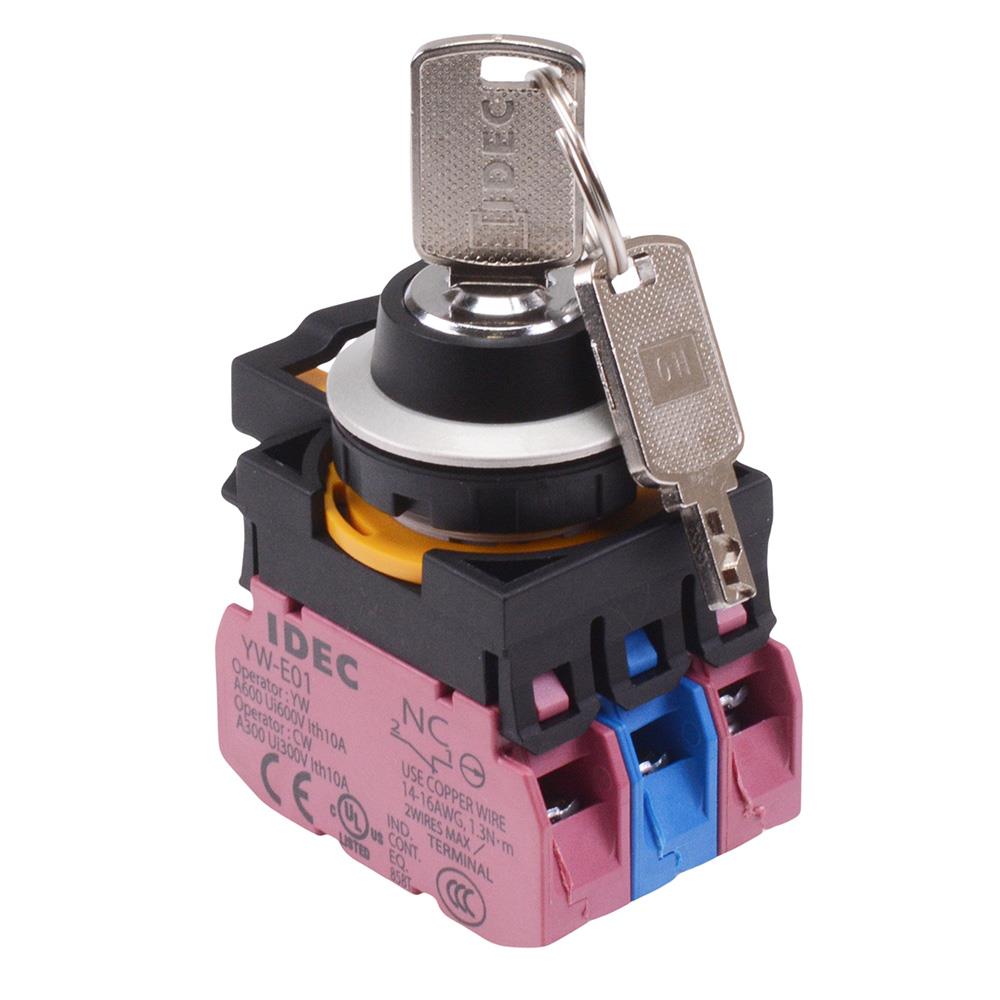 CW4K-3AE12N1 3 Position Metallic Maintained Key Switch  1NO-2NC IP65 IDEC
