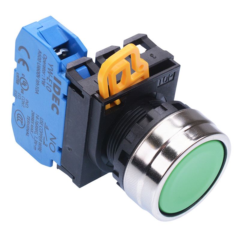 YW4B-A1E10G Green 22mm Metal Bezel Maintained Push Button Switch NO IP65 IDEC