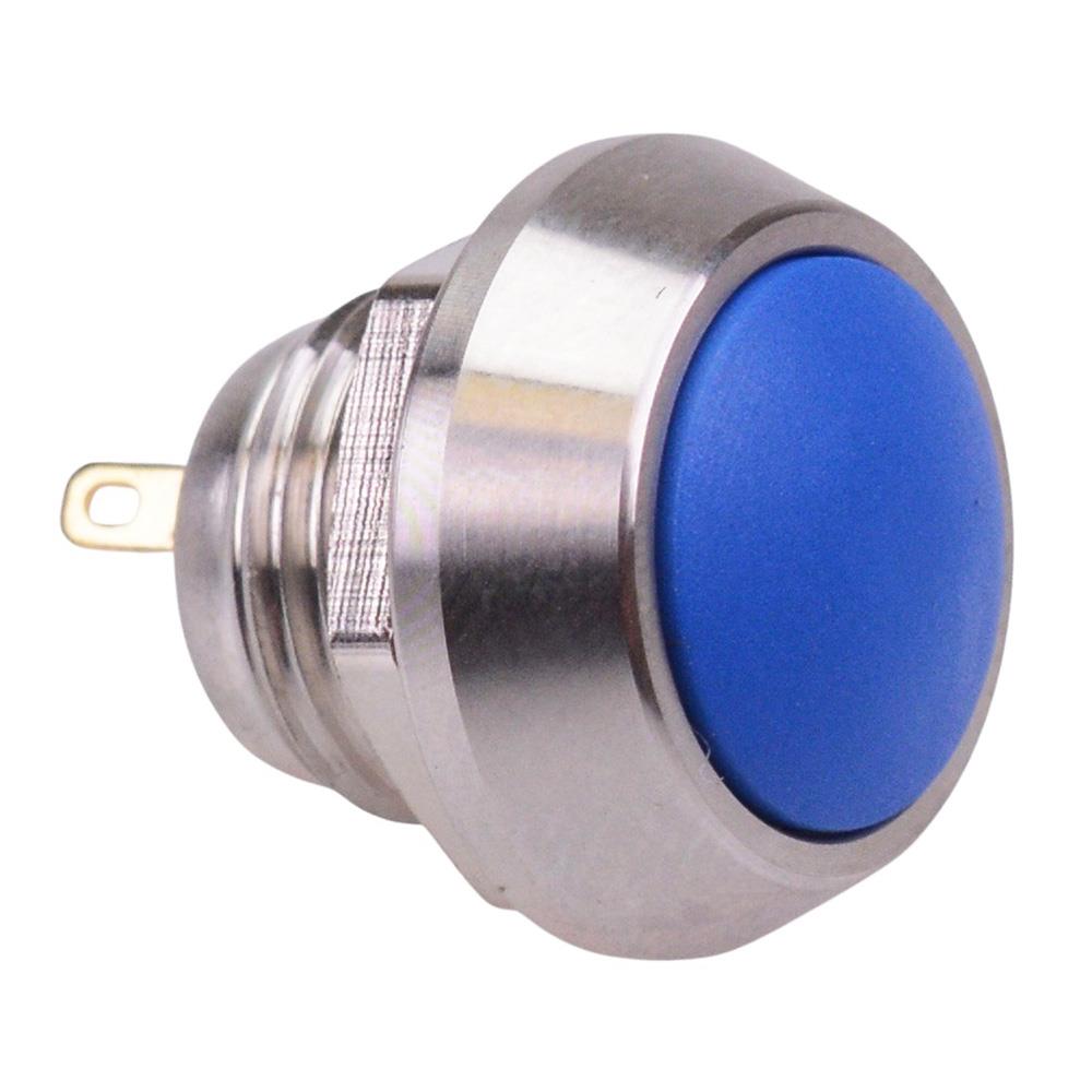 Blue Off-(On) Stainless Steel Momentary Vandal Push Button Switch 2A SPST