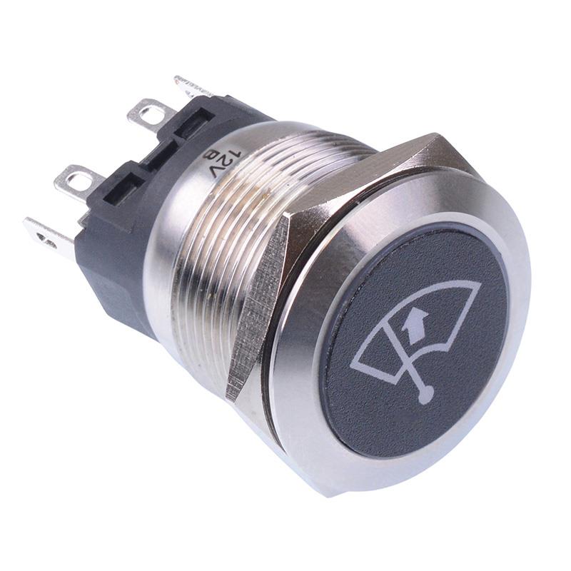 Windscreen Wiper Top' Red LED Momentary 22mm Vandal Push Button Switch SPDT 12V