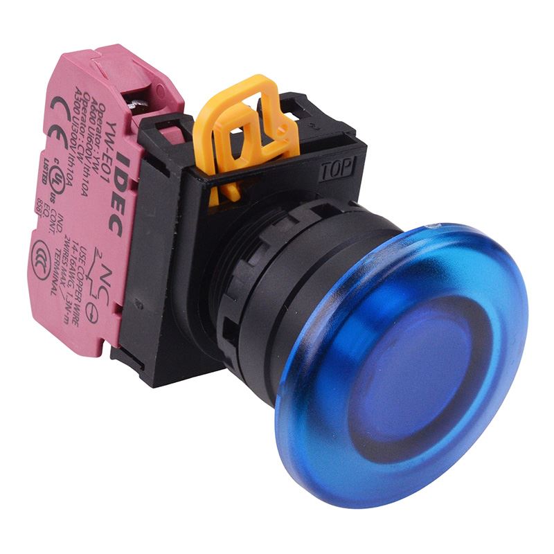 YW1L-A4E01Q0S Blue 22mm Mushroom Maintained Push Button Switch NC IP65 IDEC
