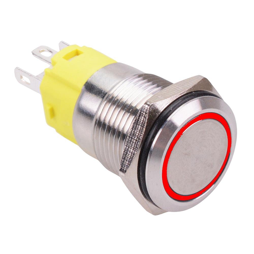 Red LED On-On Latching 16mm Vandal Resistant Push Button Switch SPDT