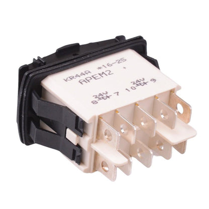 KR44CAKJJG On-On-On Auto Rocker Switch Red 24V illuminated DPDT IP68