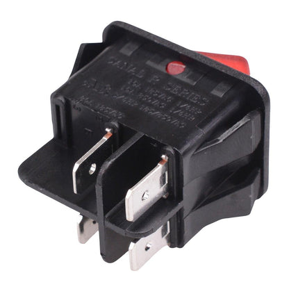 Red illuminated 230V Rectangle Rocker Switch DPST 16A