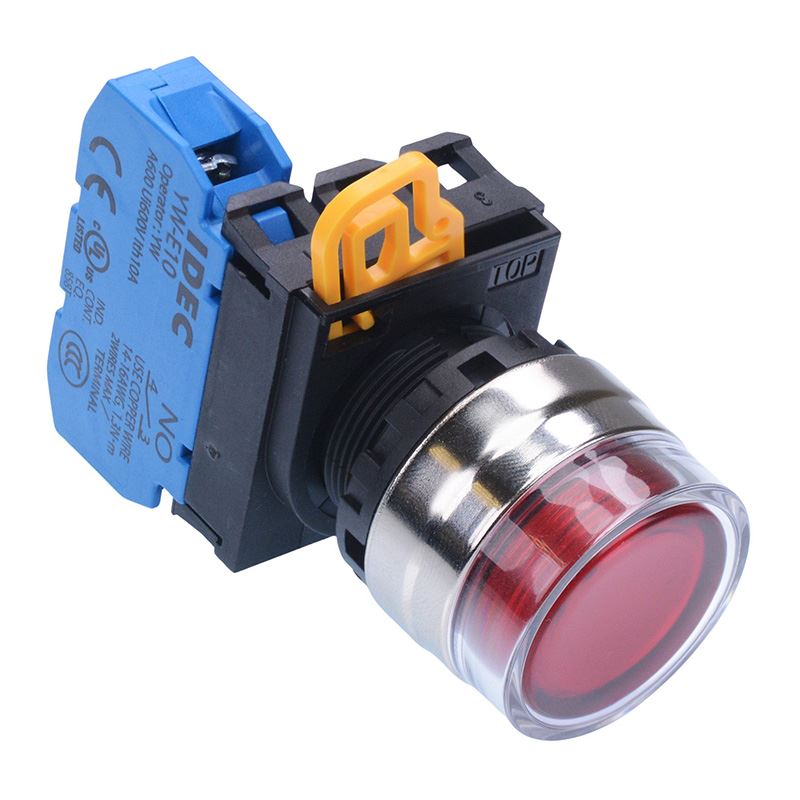 YW4L-MF2E10Q0R Red 22mm Metal Bezel Momentary Shrouded Push Button Switch NO IP65 IDEC