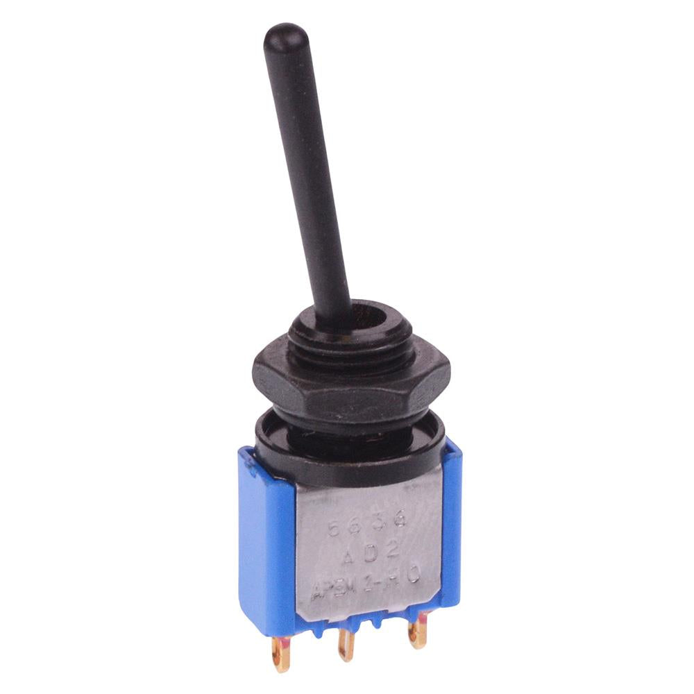 5636AD2G3X443 APEM Black On-On 8mm Miniature Toggle Switch SPDT 4A 30VDC