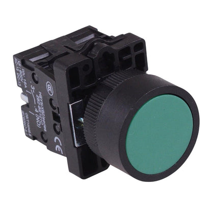 Green Momentary 22mm Flat Push Button Switch NO/NC