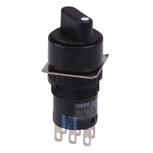 AS6M-3Y2P 3 Position 16mm Latching Round Selector Switch DPDT IDEC