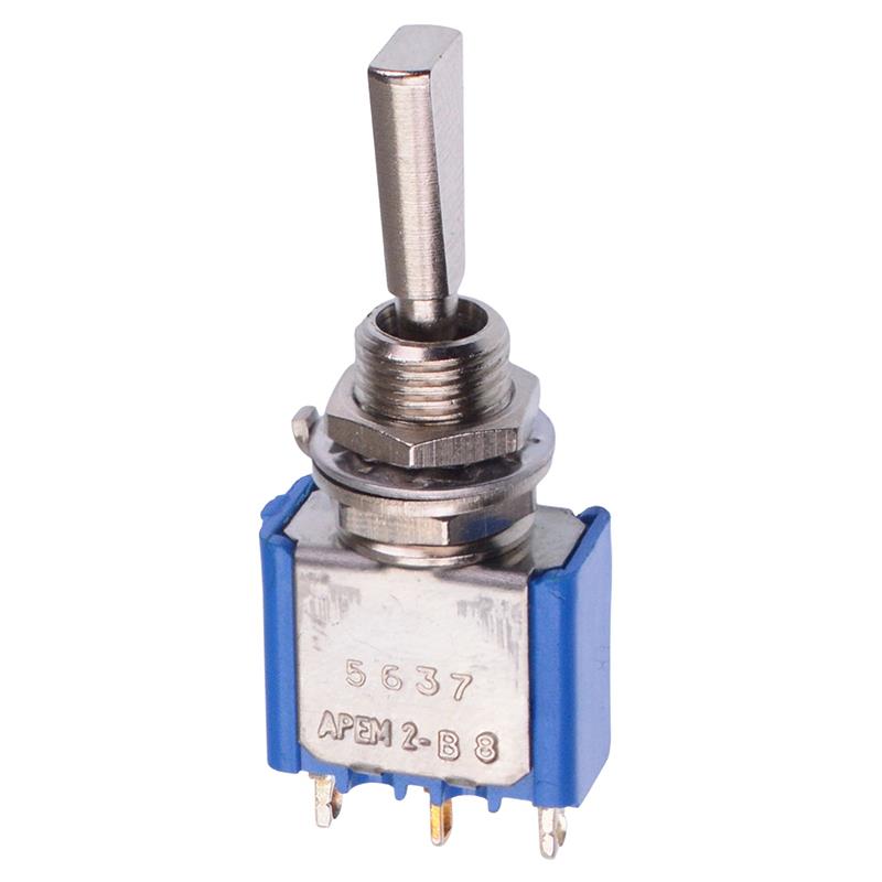 5637A9 (On)-Off-(On) Momentary 6.35mm Miniature Toggle Switch SPDT 4A 30VDC APEM