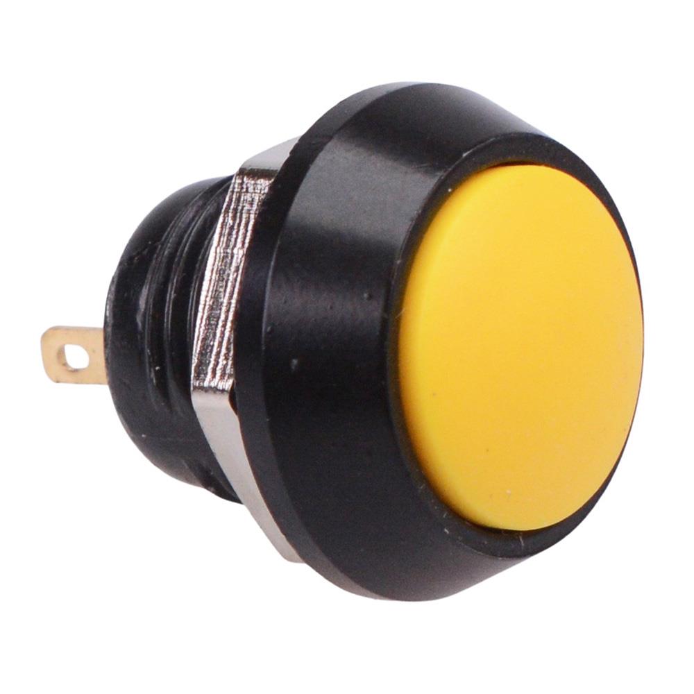 Yellow Off-(On) Black Momentary Vandal Resistant Push Button Switch 2A SPST