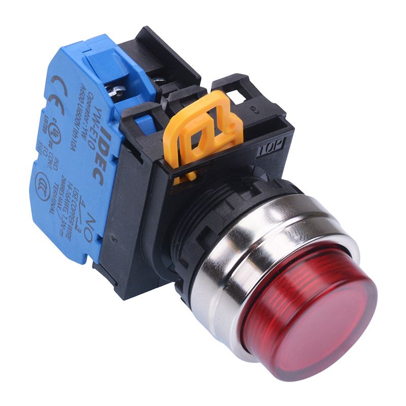 YW4L-A2E10Q4R Red 24V illuminated 22mm Metal Bezel Maintained Push Button Switch NO IP65 IDEC