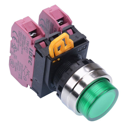 YW4L-M2E02Q0G Green 22mm Metal Bezel Momentary Push Button Switch 2NC IP65 IDEC
