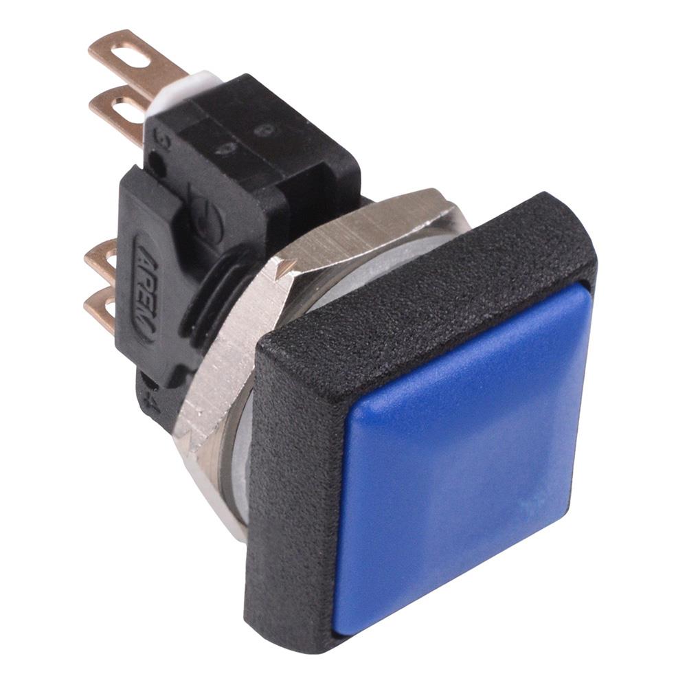 IRC8Z2B2 APEM Dark Blue Square 16mm Momentary Push Button Switch DPDT 5A IP67