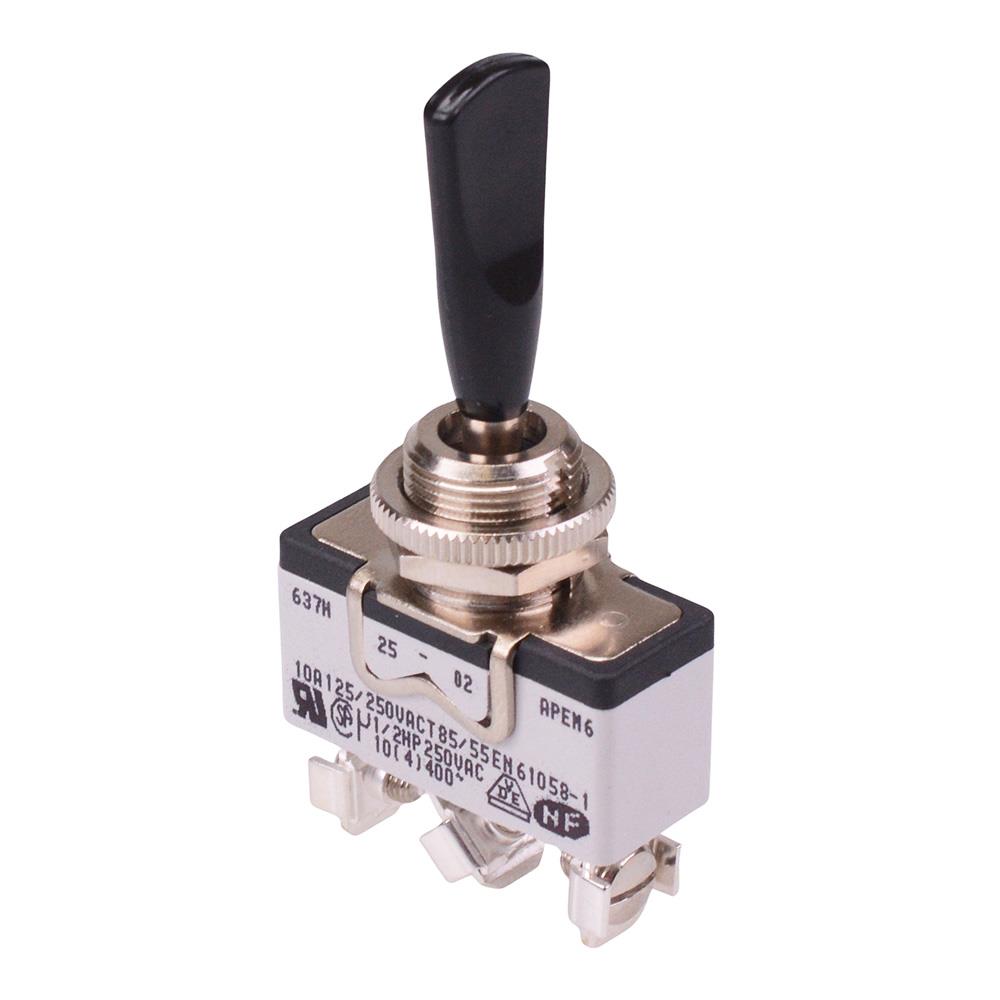 637HX2595 (On)-Off-(On) Momentary Black Duckbill Lever 12mm Toggle Switch SPDT 15A APEM