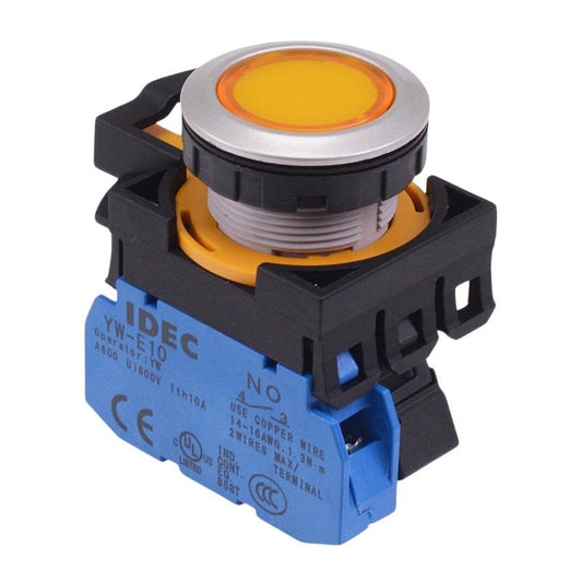 CW4L-A1E10Q4Y Yellow 24V illuminated Maintained Push Button Switch 1NO IP65 IDEC