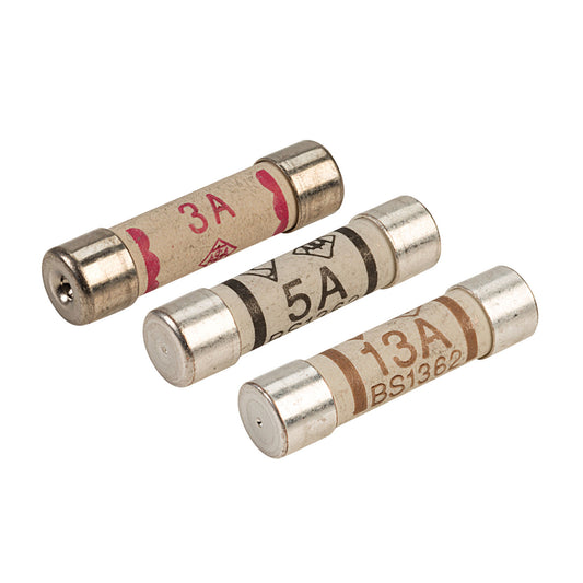 Domestic Mains Plug Fuses 10 Pack 3 Amp 5 Amp 13 Amp