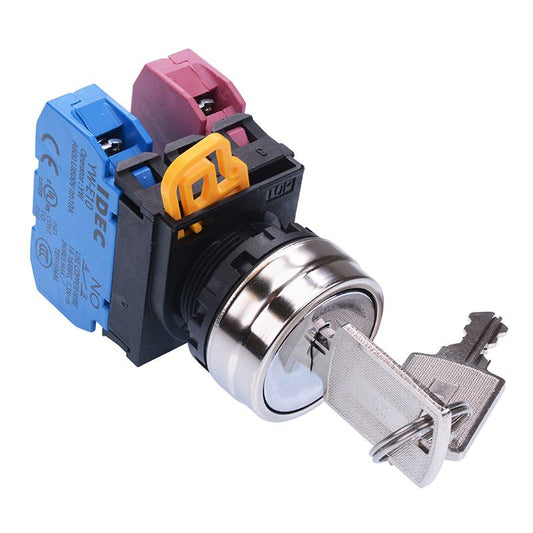 YW4K-2AE11 22mm Metal Bezel 2 Position Maintained Key Switch 1NO-1NC IP65 IDEC