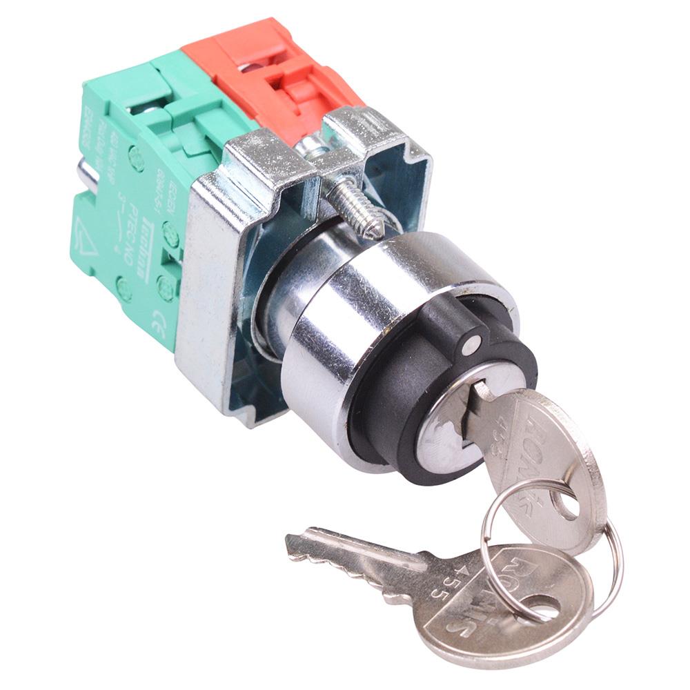 Techna PtecMetK3CRC 3 Position Metal Key Switch 10A 1NO-1NC