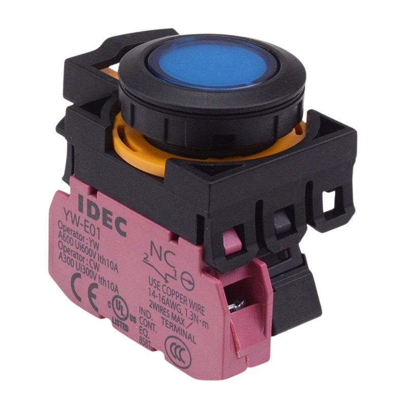 CW1L-A1E01Q3S Blue 12V illuminated Maintained Push Button Switch 1NC IP65 IDEC