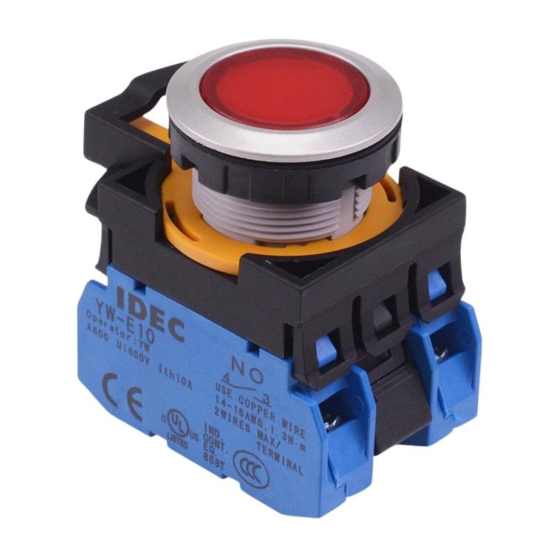 CW4L-M1E20Q3R Red 12V illuminated Metallic Momentary Push Button Switch 2NO IP65 IDEC