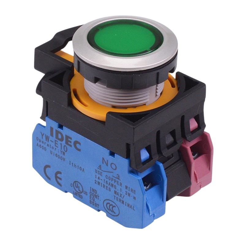 CW4L-M1E11Q3G Green 12V illuminated Metallic Momentary Push Button Switch 1NO-1NC IP65 IDEC