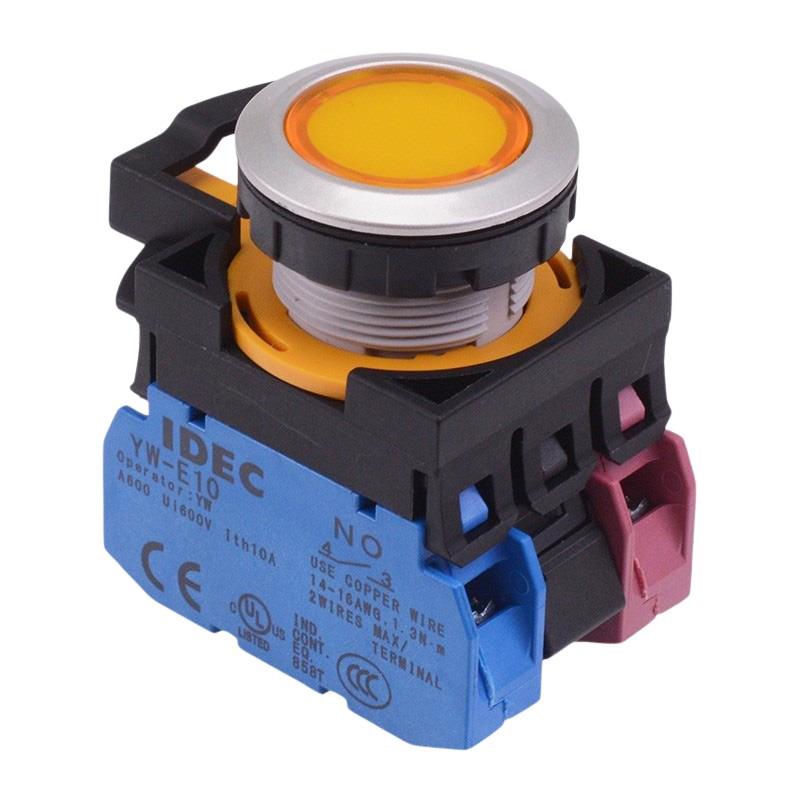 CW4L-A1E11Q3Y Yellow 12V illuminated Maintained Push Button Switch 1NO-1NC IP65 IDEC