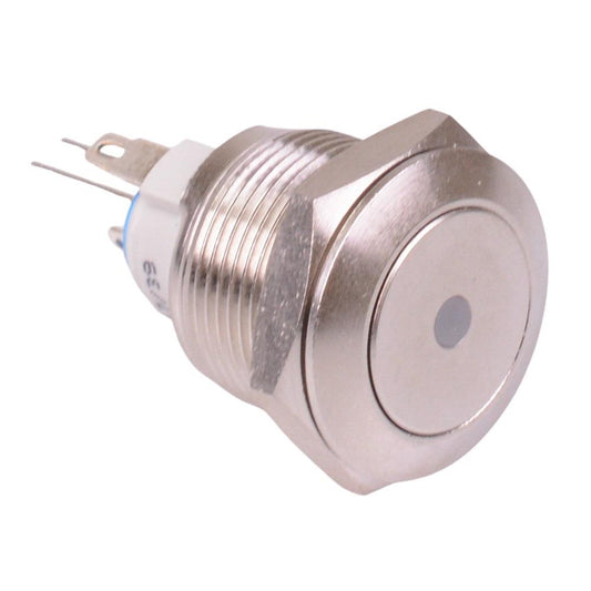 AV091L5EA200 APEM Yellow illuminated 19mm Latching Vandal Push Button Switch SPST