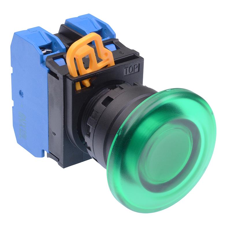 YW1L-A4E20Q4G Green 24V 12V illuminated 22mm Mushroom Maintained Push Button Switch 2NO IP65 IDEC