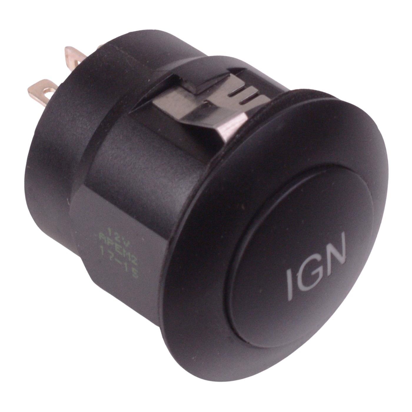 FPBR1D1222A12D5 APEM Blue illuminated On-Off Latching 26mm Push Button Switch DPST