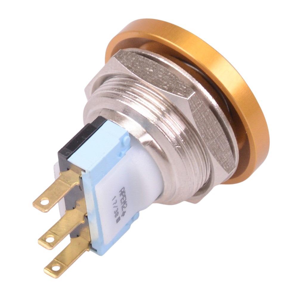 AV22PNA54 APEM Gold Mushroom 22mm Security Push Button Switch SPST