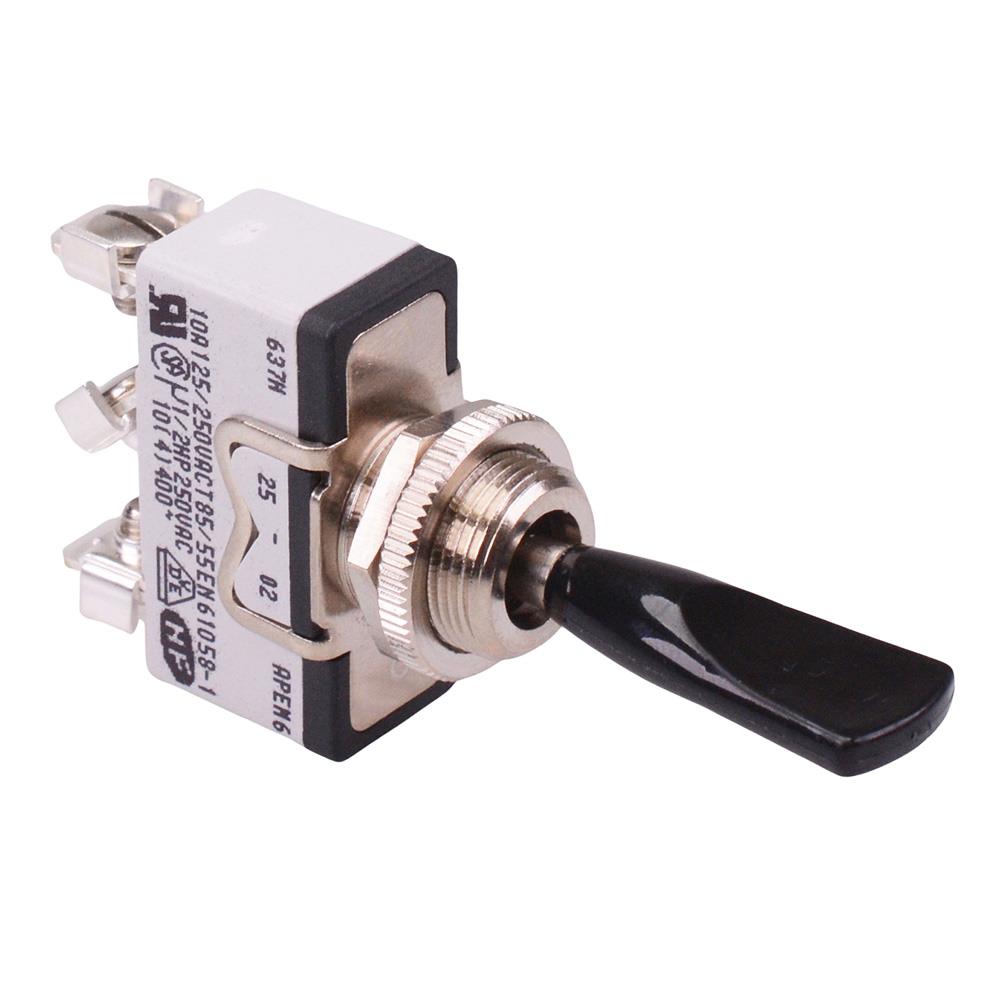 637HX2595 (On)-Off-(On) Momentary Black Duckbill Lever 12mm Toggle Switch SPDT 15A APEM