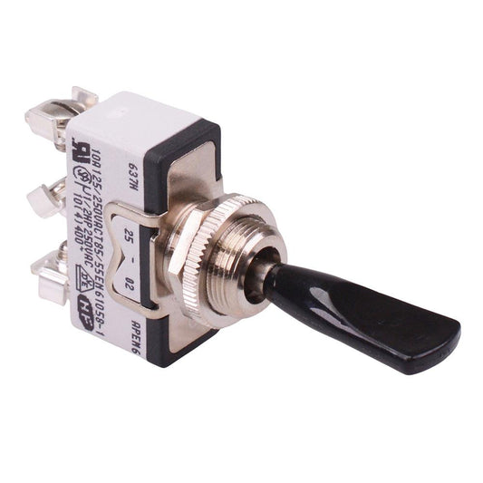 637HX2595 (On)-Off-(On) Momentary Black Duckbill Lever 12mm Toggle Switch SPDT 15A APEM