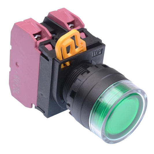 YW1L-MF2E02Q3G Green 12V illuminated 22mm Momentary Shrouded Push Button Switch 2NC IP65 IDEC