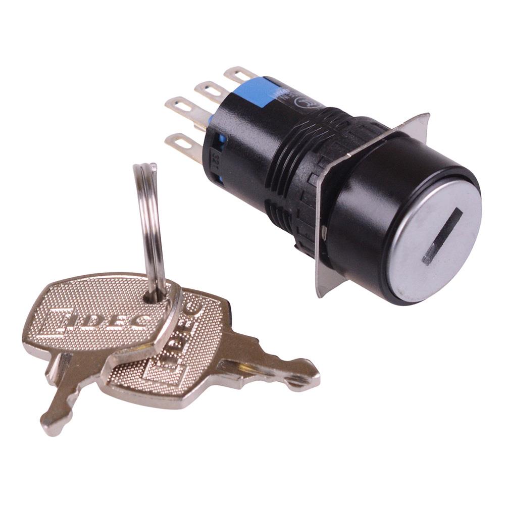 AS6M-21KT2PBC 2 Position 16mm Momentary Key Switch DPDT IDEC