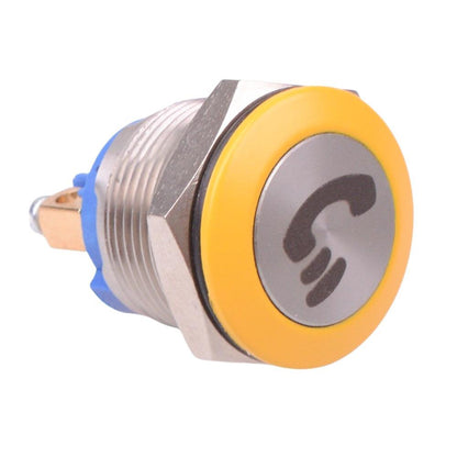 AV09C703D940KX2542-1 APEM Yellow Call 19mm Momentary NO Vandal Push Button Switch SPST