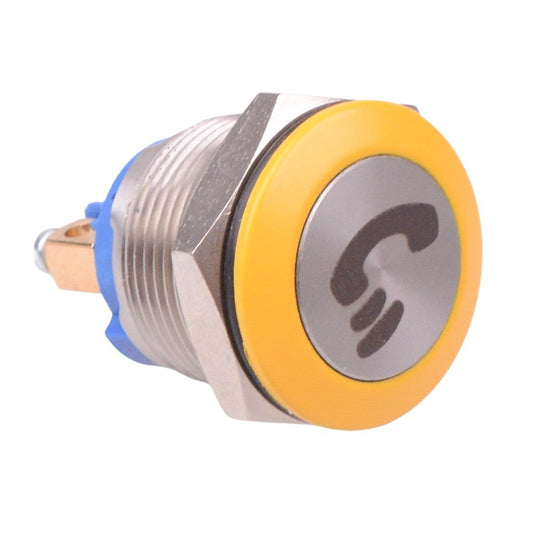 AV09C703D940KX2542-1 APEM Yellow Call 19mm Momentary NO Vandal Push Button Switch SPST