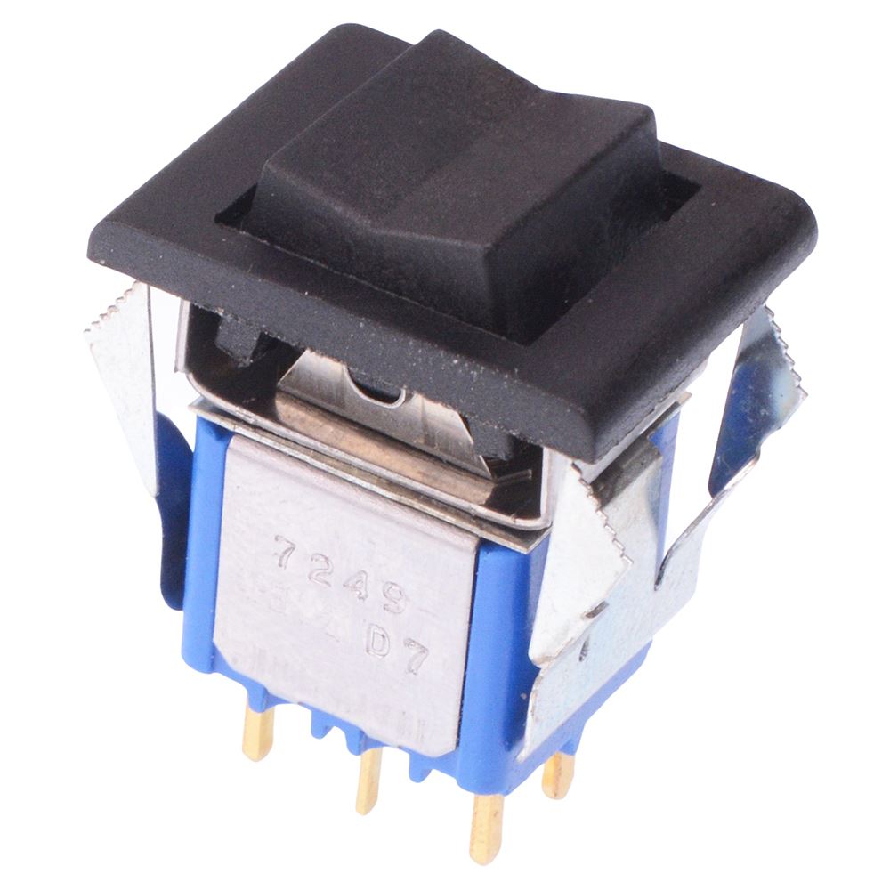 7249CD APEM Black On-Off-On PCB Rocker Switch DPDT 0.4A 20V